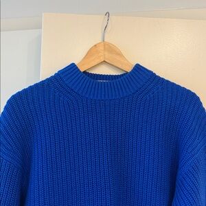 NEW Everlane 100% Cotton Texture Fisherman Crewneck Sweater in Blue, size XS